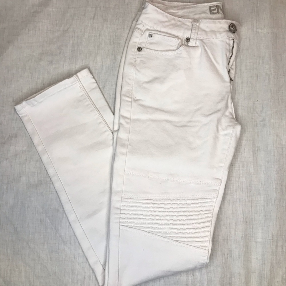 White Denim Moto Pants